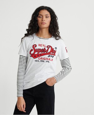 Superdry Real Originals Chainstitch Női Pólók Fehér | FNHJB7938